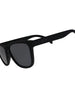 Óculos de sol Goodr pretos, modelo A Unicorn's Calamity, com lentes polarizadas e proteção UVA UVB.