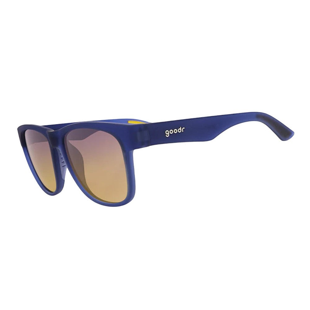 Óculos de sol Goodr Electric Beluga Boogaloo azuis com lentes amarelas polarizadas e proteção UV400.