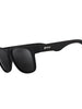 Óculos de sol Goodr Hooked On Onyx pretos, armação grande de propionato, lentes polarizadas com proteção UVA UVB.