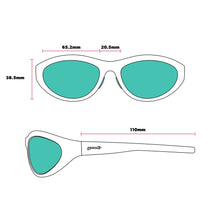 Óculos de sol Goodr Outruns Own Shadow pretos com lentes polarizadas azuis e armação branca. Ideal para corrida.