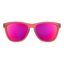 Óculos de sol Goodr Phoenix at a Bloody Mary Bar vermelhos com lentes espelhadas rosa, ideais para corrida.