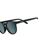 Óculos de sol Goodr pretos com lentes espelhadas verdes, formato Circle G, ideais para corrida.