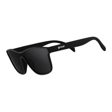 Óculos de sol Goodr The Future is Void pretos, com armação de propionato e lentes polarizadas com proteção UVA UVB.