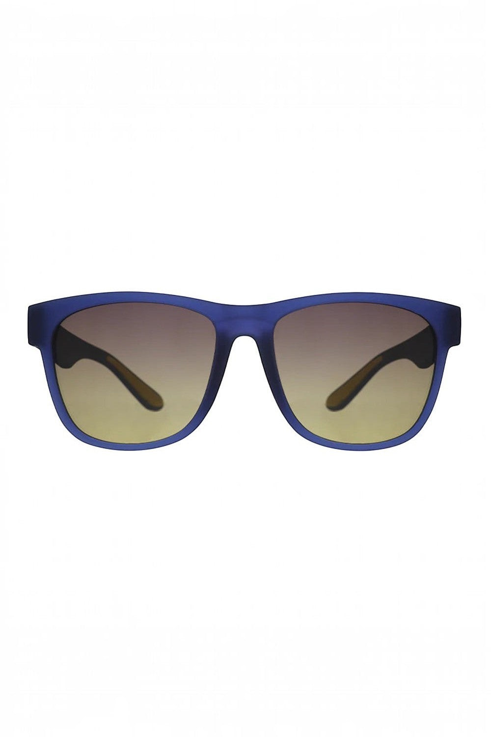 Óculos de sol SPORTBR Goodr Electric Beluga Boogaloo com armação azul e lentes amarelas polarizadas para corrida.