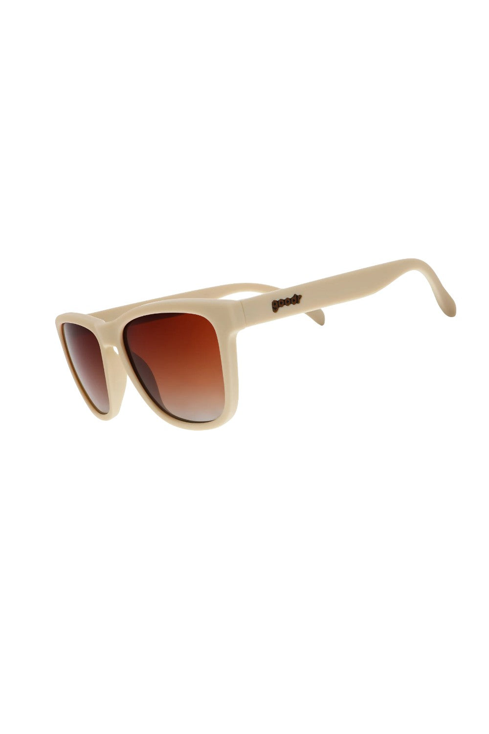 Óculos de sol SPORTBR Goodr Toasted Marshmallow Magic bege com lentes degradê fumê polarizadas para corrida
