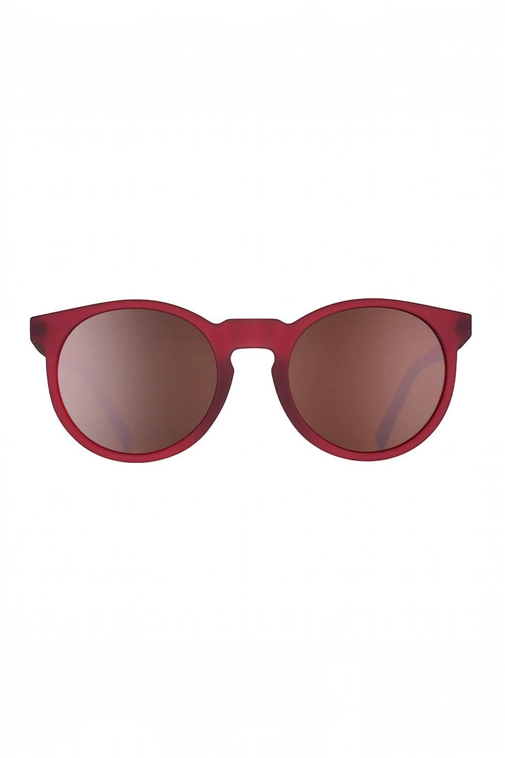 Óculos de sol SPORTBR Goodr Circle G na cor bordô com lentes marrons polarizadas, ideal para corrida.