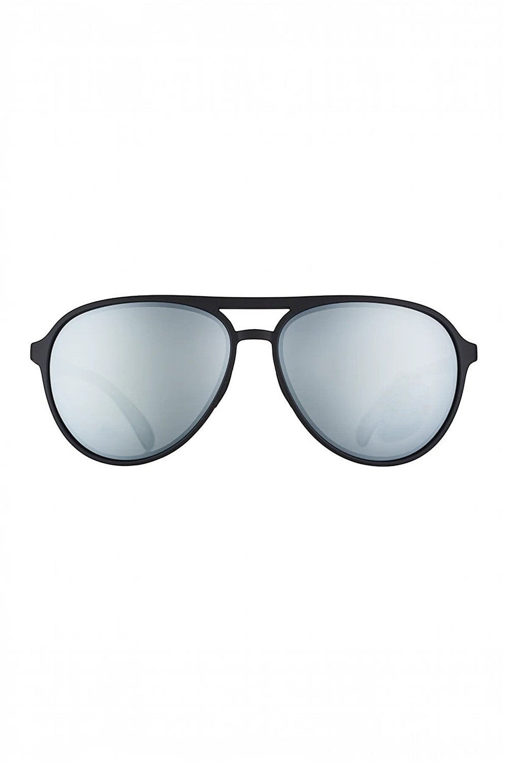 Óculos de sol SPORTBR Goodr Add the Chrome Package com armação preta e lentes espelhadas cinza polarizadas