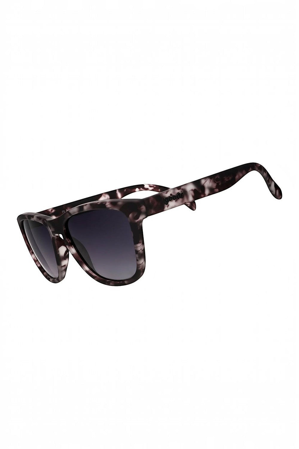 Óculos de sol SPORTBR Goodr I'll Socialize When I'm Dead com armação cinza estampada e lentes pretas polarizadas.