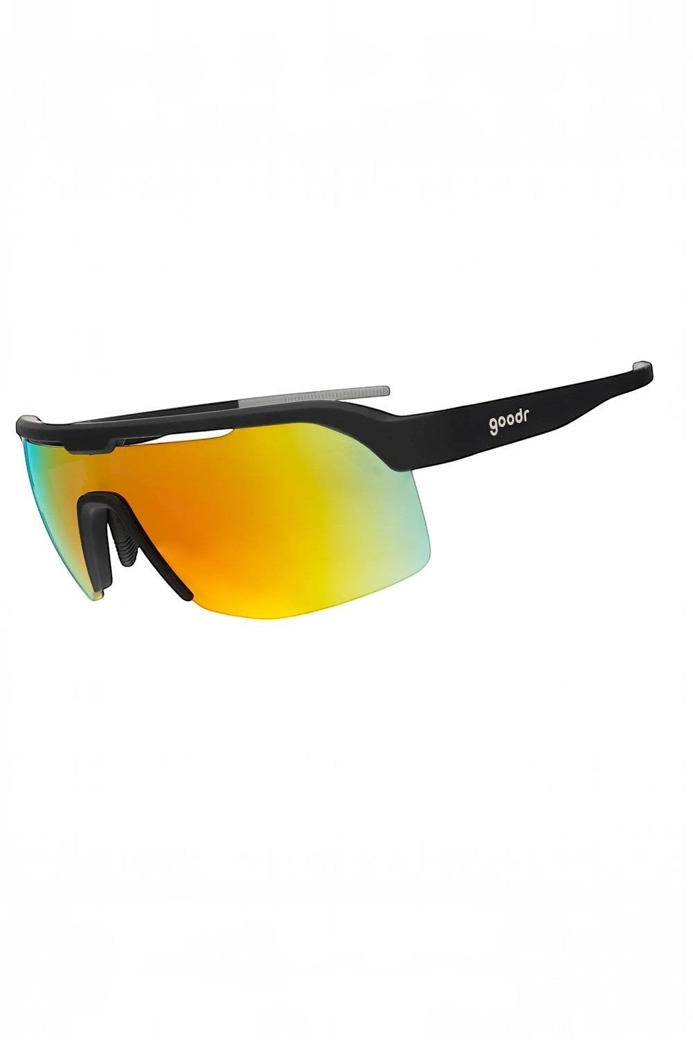 Óculos de sol SPORTBR Goodr Bolt G com armação preta e lentes espelhadas laranjas para corrida