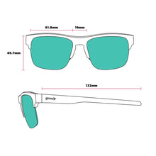 Óculos de sol Goodr Lawn Mower Drag Race verdes com lentes rosa polarizadas, ideais para corrida.