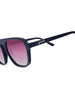 Óculos de sol Goodr Deja Vu Daydream azuis com lentes degradê roxas, armação retro G, ideais para corrida.