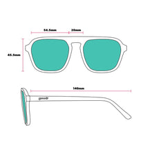 Óculos de sol Goodr Deja Vu Daydream azuis com lentes roxas polarizadas e proteção UVA UVB. Formato retro G.