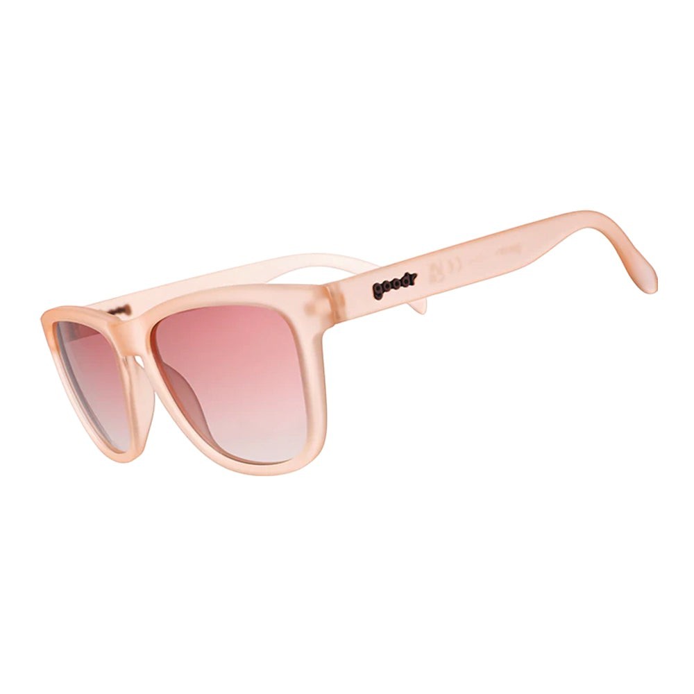 Óculos de sol Goodr Don't Make Me Blush, armação e lentes rosa, proteção UVA UVB polarizada, para corrida.