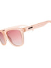 Óculos de sol Goodr Don't Make Me Blush, armação e lentes rosa, proteção UVA UVB polarizada, para corrida.