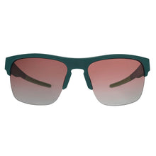 Óculos de sol Goodr Lawn Mower Drag Race verdes com lentes rosa degradê, ideais para corrida.