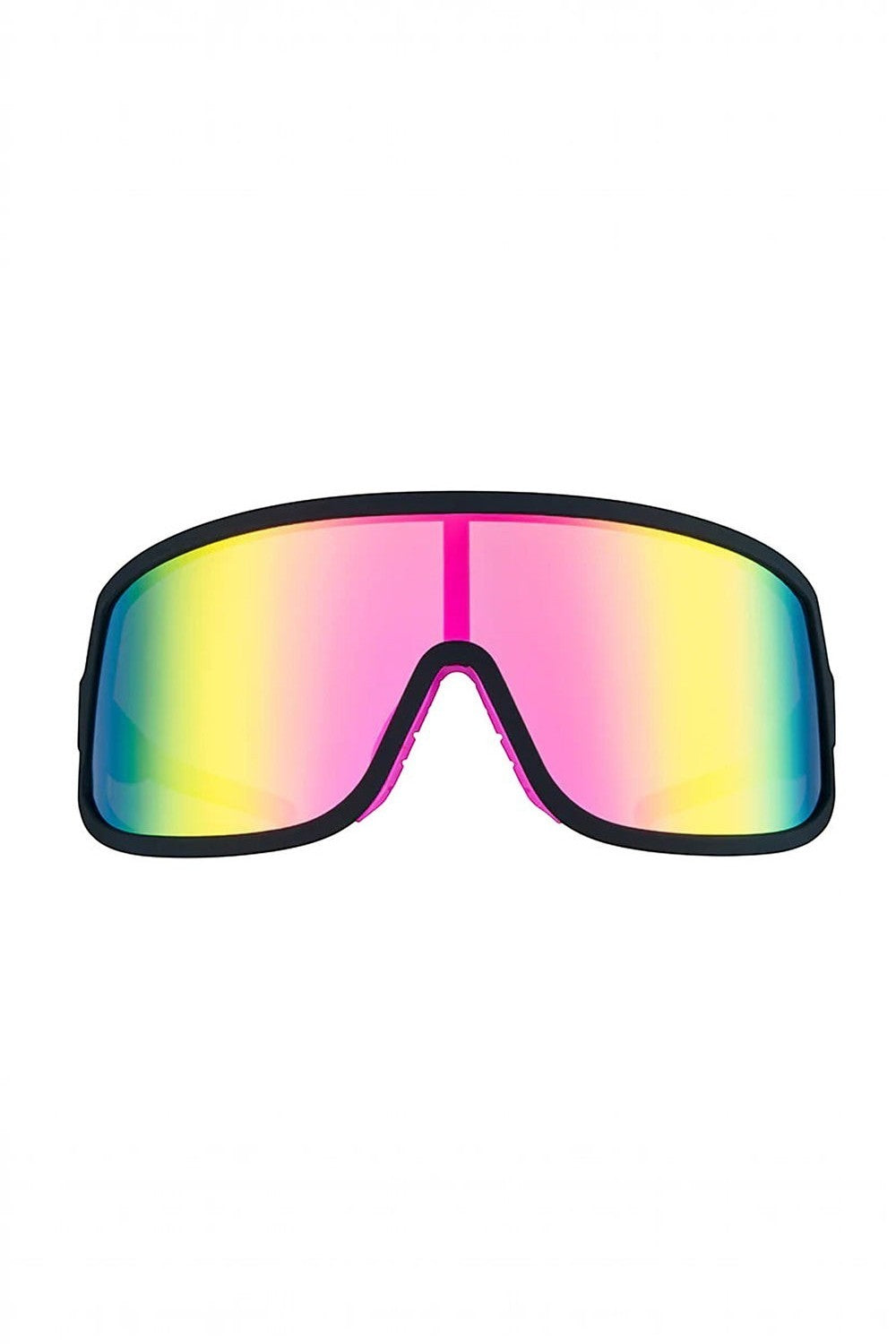 Óculos de sol SPORTBR Goodr I Do My Own Stunts com armação preta e lentes espelhadas polarizadas na cor rosa