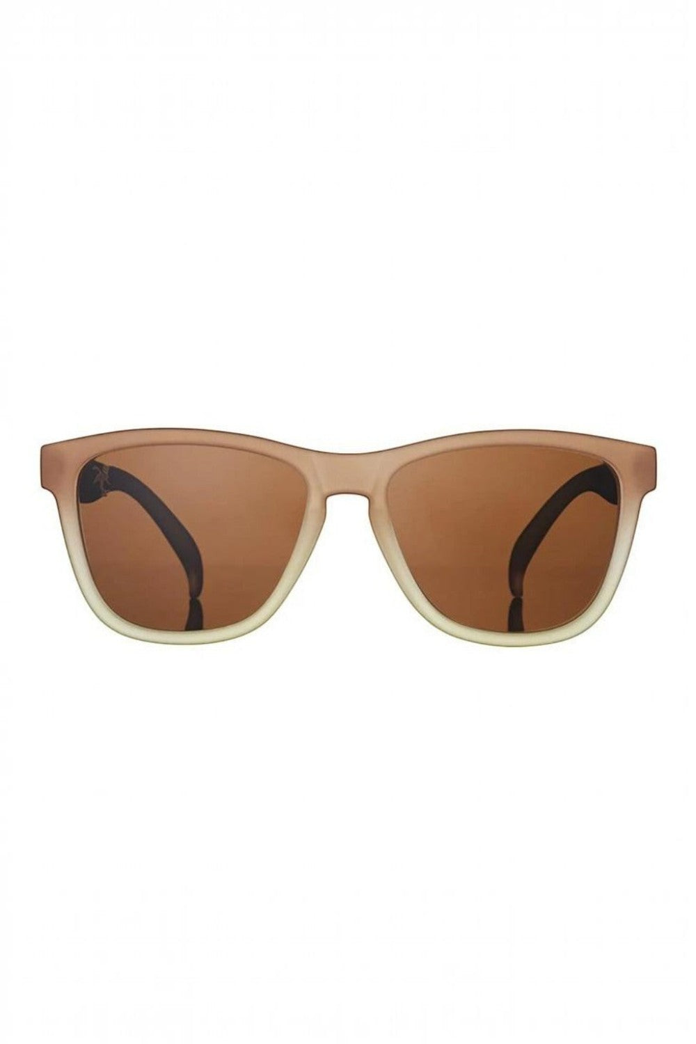 Óculos de sol SPORTBR Goodr Three Parts Tee com armação marrom degradê e lentes polarizadas para corrida.