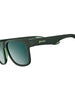 Óculos de sol Goodr Mint Julep Electroshocks pretos com lentes verdes espelhadas polarizadas, ideais para corrida.