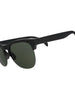 Óculos de sol Goodr Members Only Misfit pretos com lentes verdes escuras polarizadas e proteção UVA UVB.