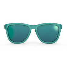 Óculos de sol Goodr Nessy's Midnight Orgy verdes, armação e lentes polarizadas, proteção UVA UVB, ideais para corrida.