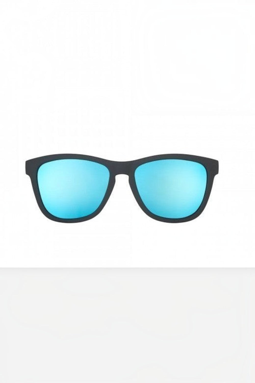 Óculos de sol SPORTBR Goodr modelo OG com armação preta fosca e lentes espelhadas azuis polarizadas para corrida.