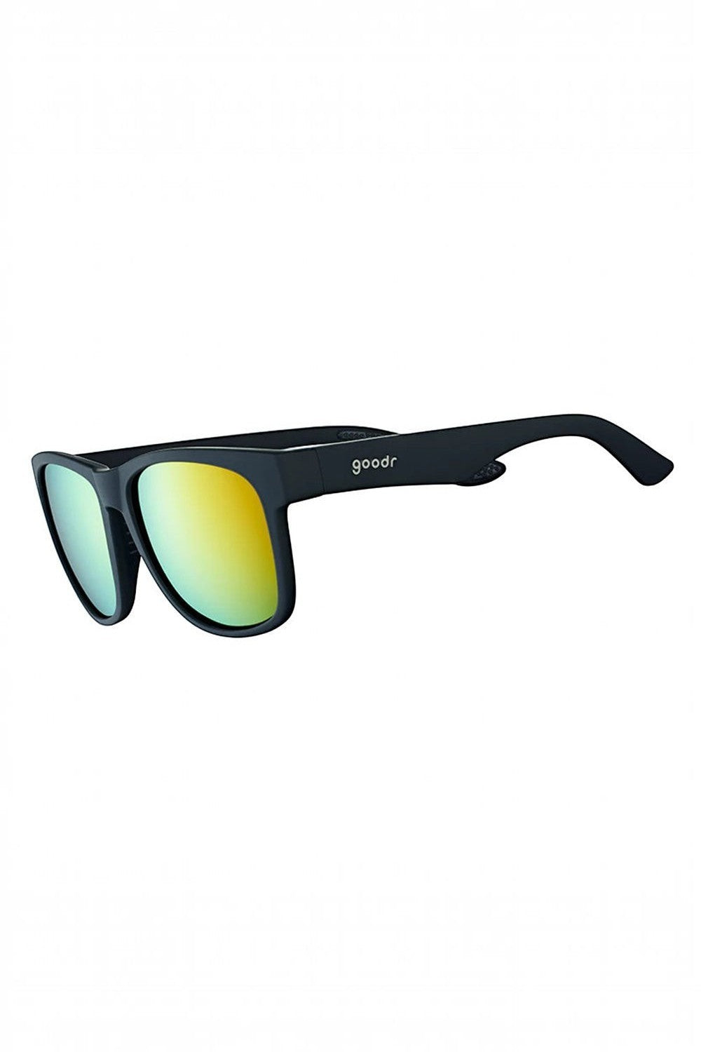 Óculos de sol SPORTBR Goodr BFG preto com lentes espelhadas amarelas polarizadas para corrida.