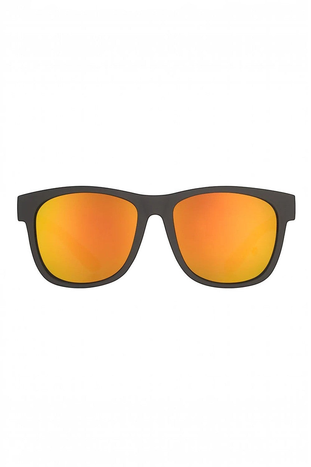 Óculos de sol SPORTBR Goodr BFG com armação preta fosca e lentes espelhadas amarelas polarizadas para corrida.