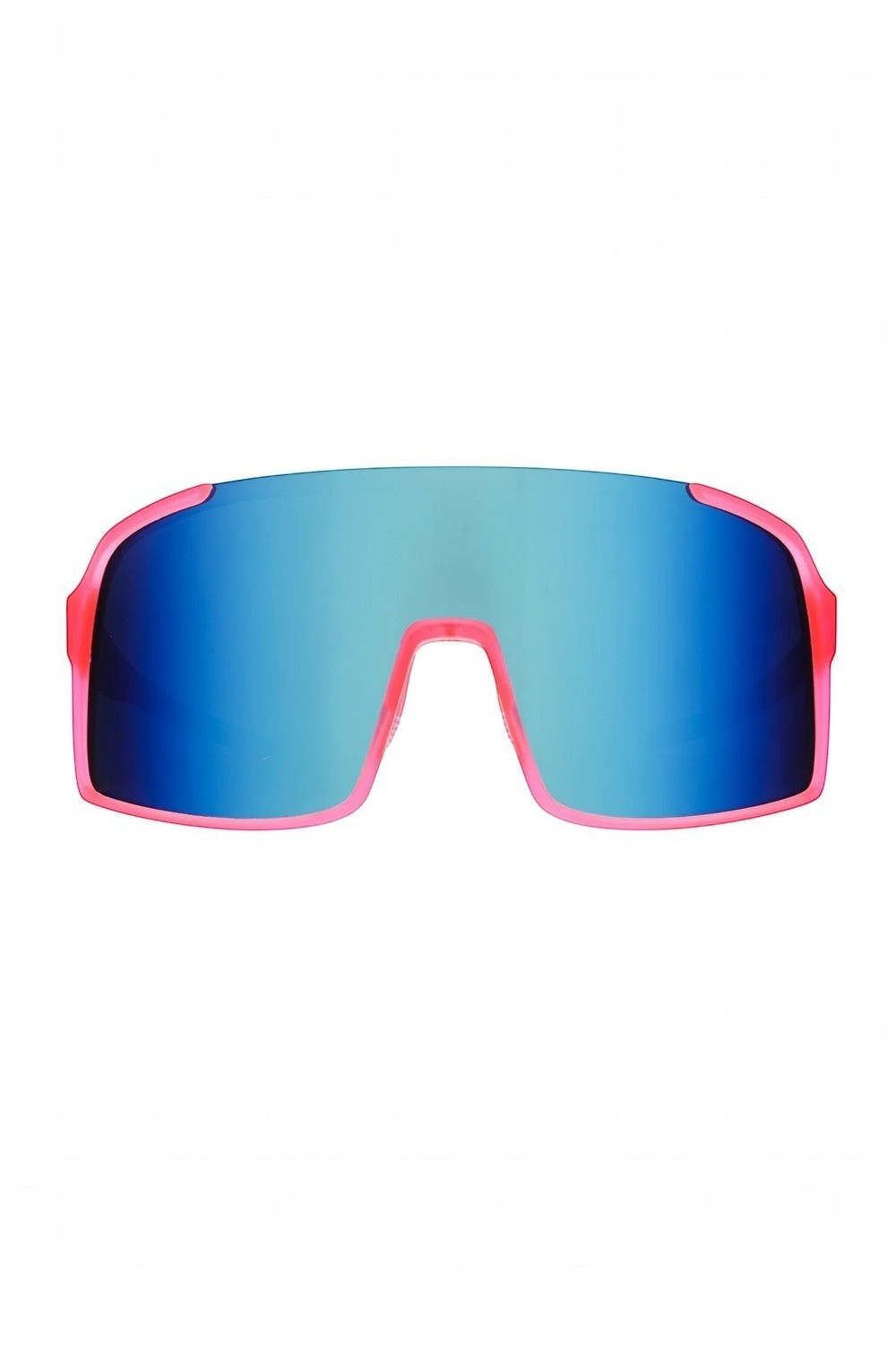 Óculos de sol SPORTBR Goodr Ready the Confetti Cannon com armação rosa e lentes espelhadas azuis polarizadas
