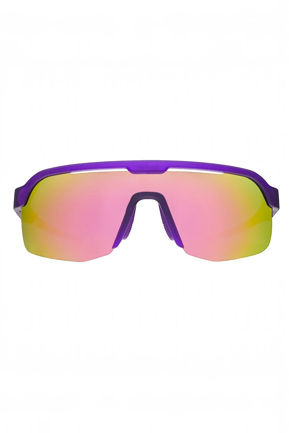 Óculos de sol SPORTBR Goodr Tentacle Tag Champion com armação roxa e lentes espelhadas rosa para corrida