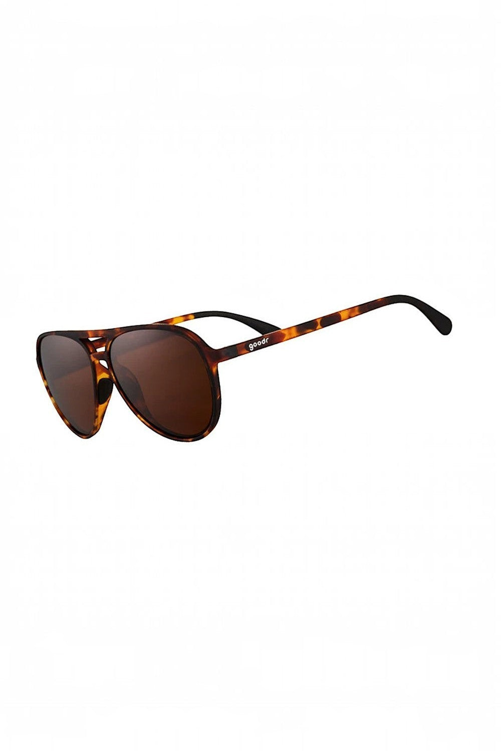Óculos de sol SPORTBR Goodr Amelia Earhart Ghosted Me com armação tartaruga e lentes polarizadas marrons para corrida