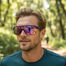 Óculos de sol Goodr Tentacle Tag Champion roxos com lentes espelhadas rosa, ideais para corrida.