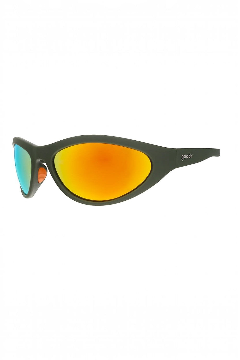 Óculos de sol SPORTBR Goodr Grass Stain Hall of Fame com armação verde e lentes espelhadas âmbar polarizadas