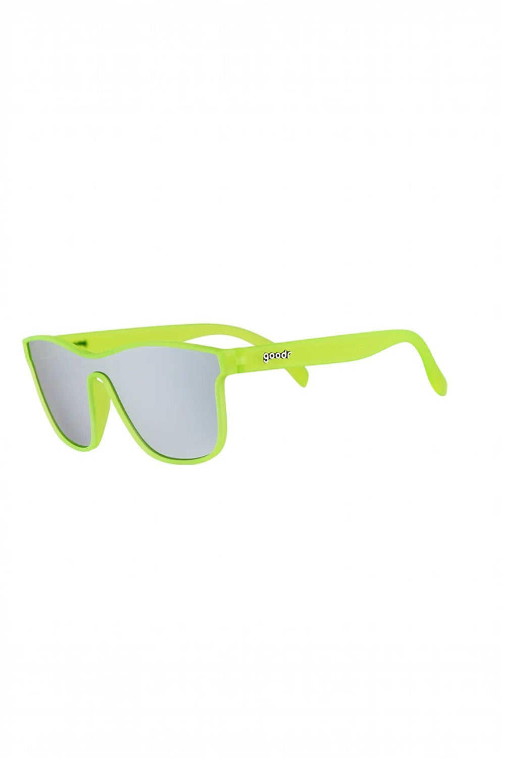 Óculos de sol SPORTBR Goodr Naeon Flux Capacitor com armação verde neon e lentes espelhadas polarizadas para corrida.