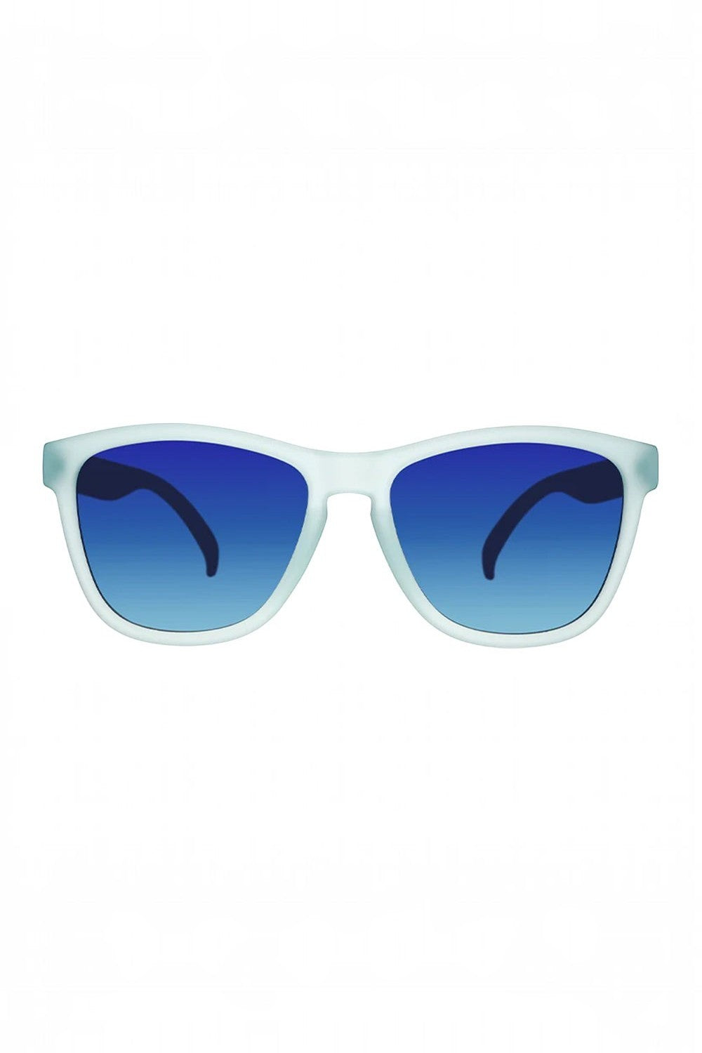Óculos de sol SPORTBR Goodr These Shades Are Still Trash com armação azul claro e lentes polarizadas azuis.