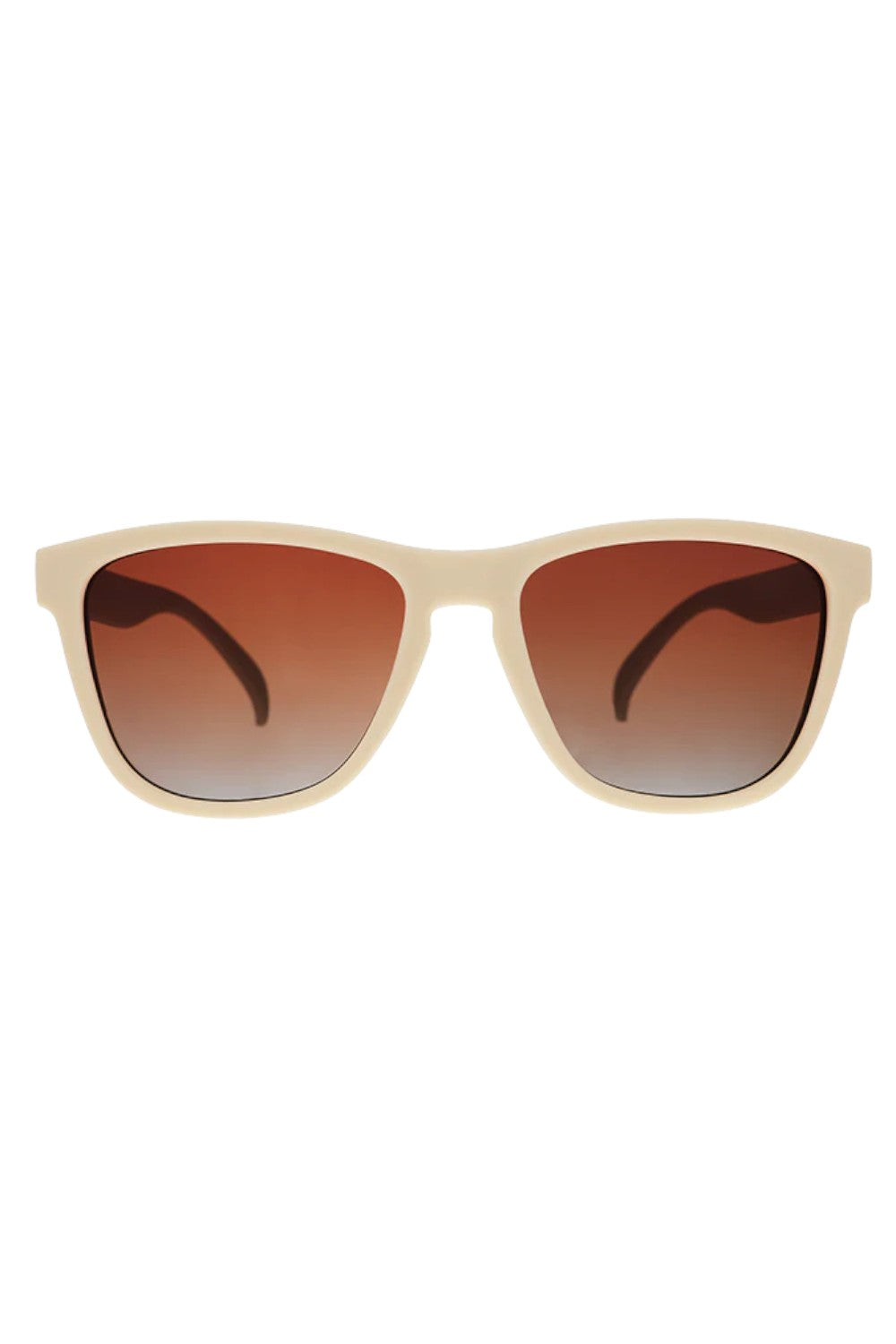 Óculos de sol SPORTBR Goodr Toasted Marshmallow Magic com armação bege e lentes polarizadas em degradê fumê