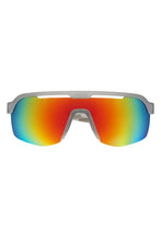 Óculos de sol esportivo SPORTBR Goodr Too Lit To Quit com armação cinza e lentes espelhadas coloridas polarizadas