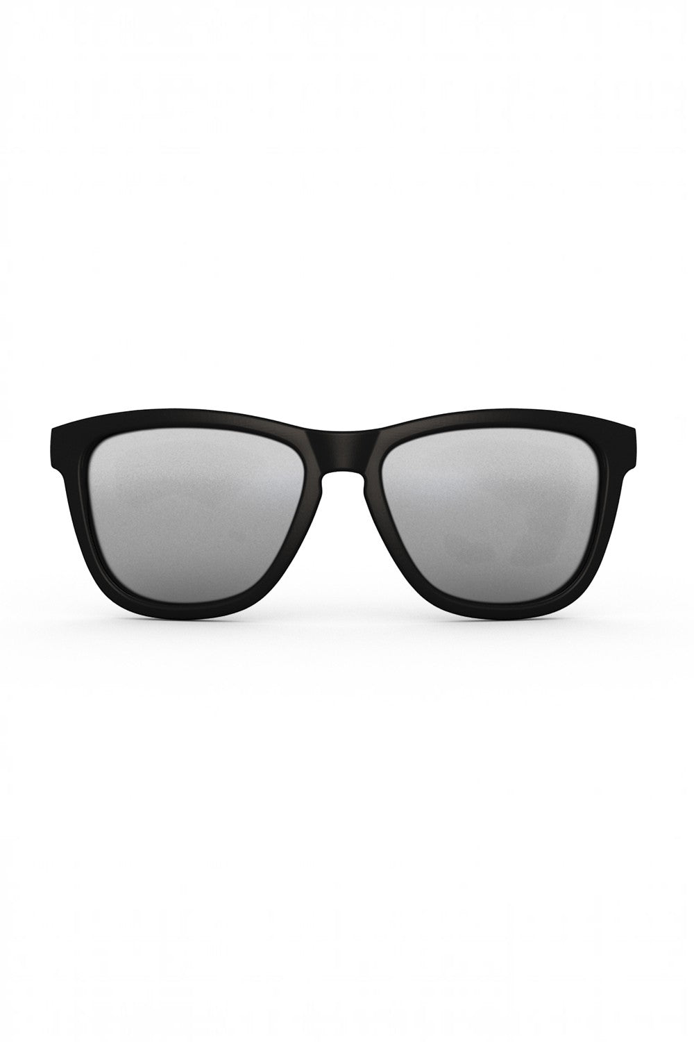 Óculos de sol SPORTBR Goodr Ron's Smoke and Mirrors com armação preta fosca e lentes espelhadas prateadas