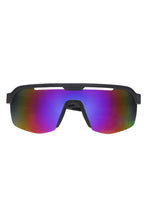 Óculos de sol esportivo SPORTBR Goodr com armação grafite e lentes espelhadas coloridas, ideal para corrida.