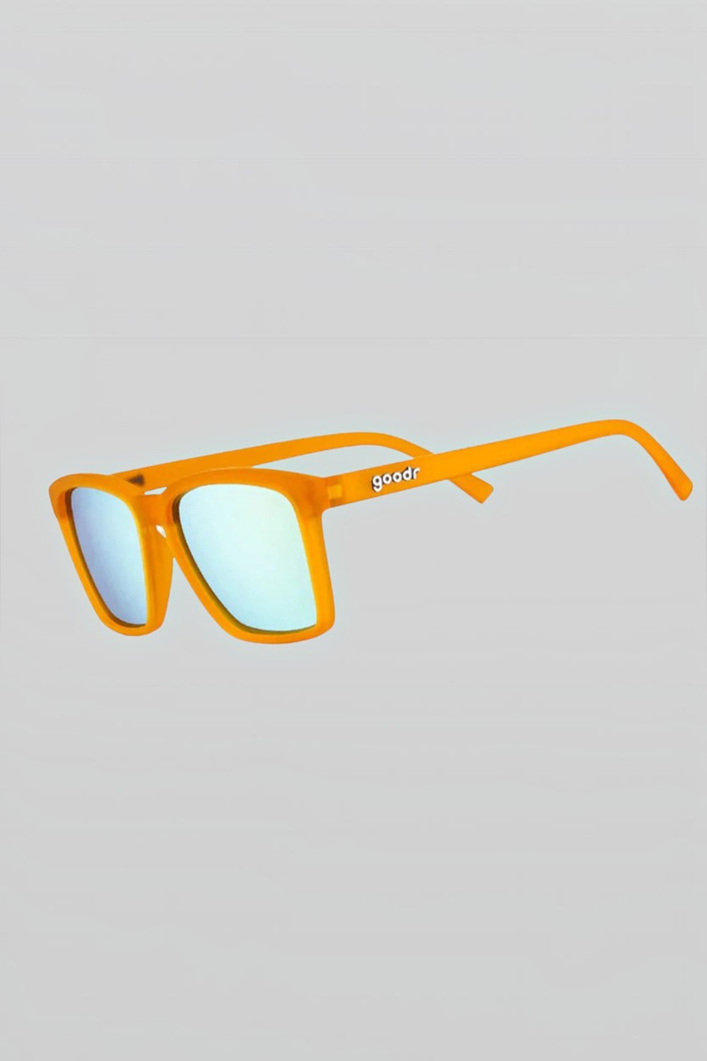 Óculos de sol SPORTBR Goodr Never The Big Spoon com armação laranja e lentes espelhadas azuis para corrida