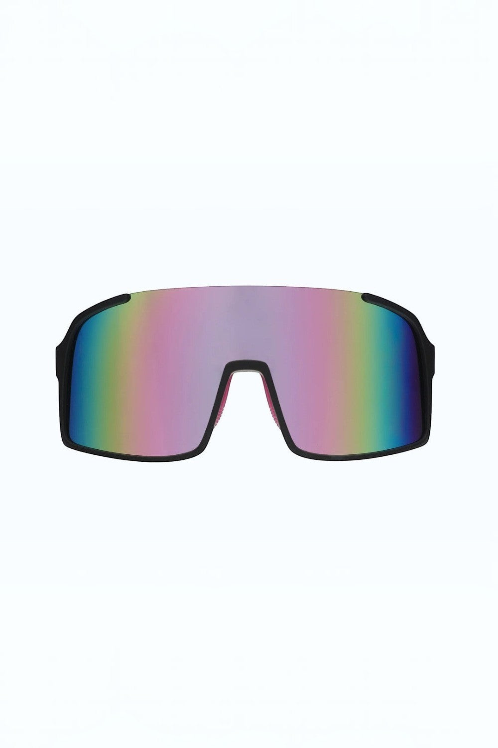 Óculos de sol esportivos SPORTBR Goodr com armação preta e lentes espelhadas roxas polarizadas para corrida