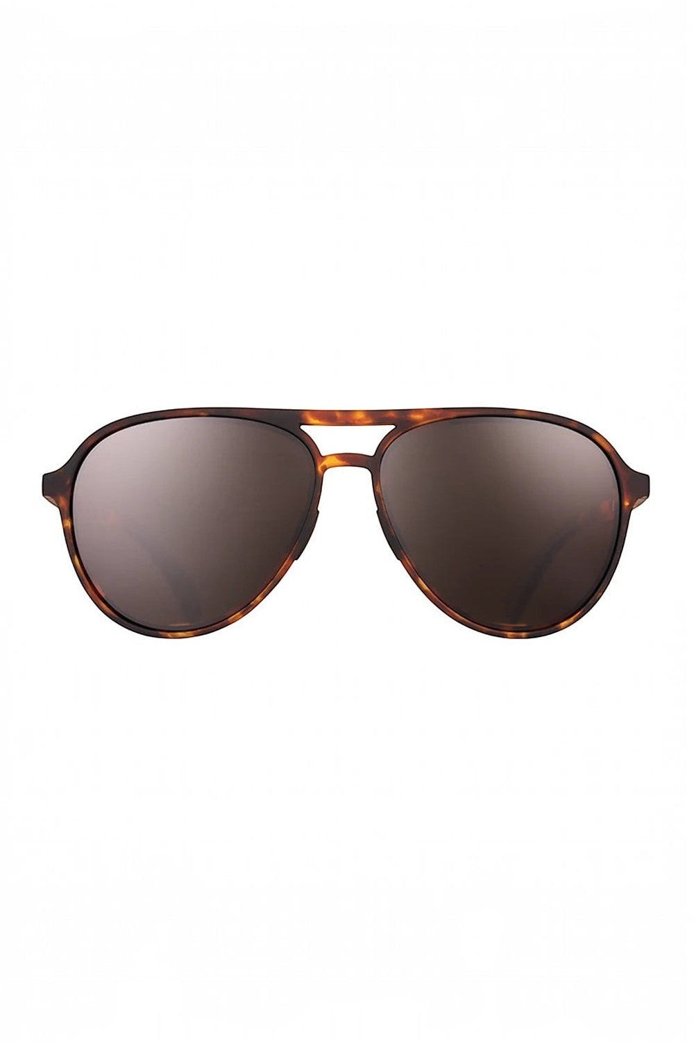 Óculos de sol SPORTBR Goodr Amelia Earhart Ghosted Me com armação e lentes marrons estilo aviador polarizadas.