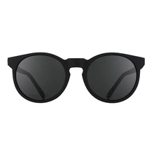 Óculos de sol pretos Goodr It's Not Black, It's Obsidian, armação redonda, lentes polarizadas com proteção UVA UVB.