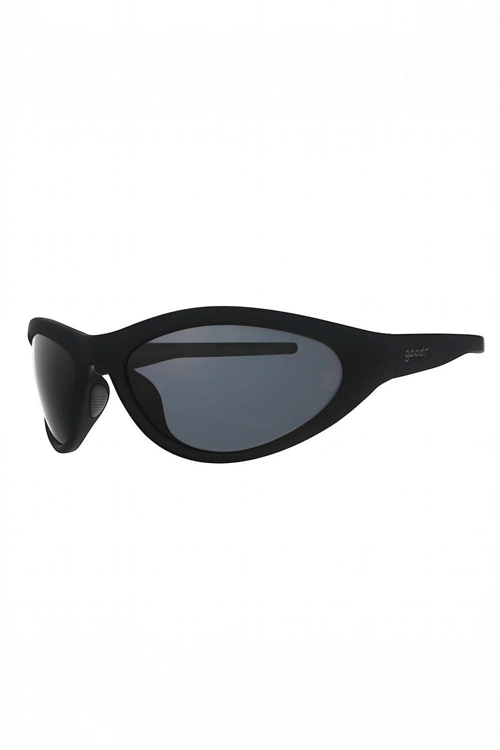 Óculos de sol esportivos SPORTBR Goodr pretos com lentes polarizadas, design leve e antiderrapante para corrida.