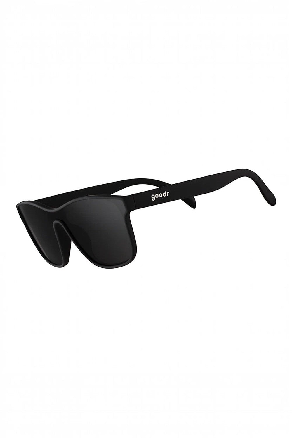 Óculos de sol SPORTBR Goodr The Future is Void preto com lentes polarizadas, design esportivo leve e antiderrapante.