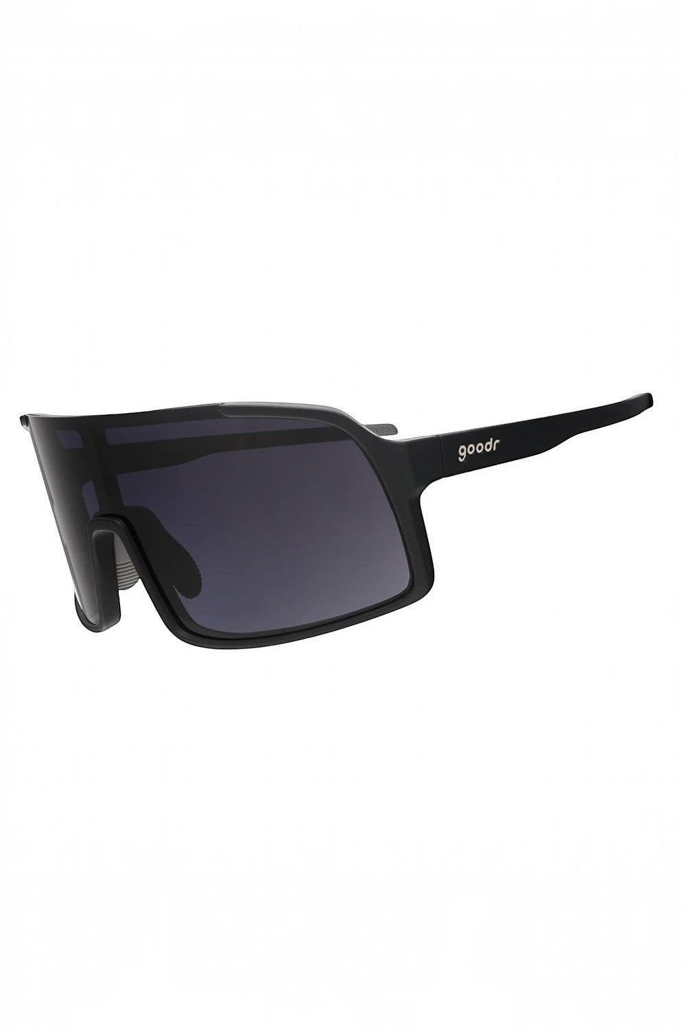 Óculos de sol SPORTBR Goodr pretos com lentes polarizadas, design esportivo leve e resistente para corrida.