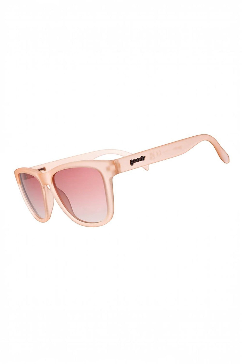 Óculos de sol SPORTBR Goodr Don't Make Me Blush rosa com lentes polarizadas, ideal para corrida e esportes ao ar livre.
