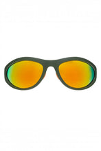Óculos de sol SPORTBR Goodr com armação verde e lentes espelhadas âmbar, ideal para corrida com proteção UV.