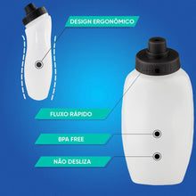 Par de garrafas Squeeze Fitletic brancas 237ml com bico de fluxo rápido e design ergonômico, BPA Free, da SPORTBR.
