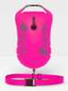 SPORTBR pink 15L open water swimming safety buoy with adjustable belt and whistle. Waterproof compartment for gear.