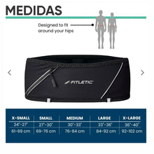 Pochete preta Fitletic 360 Plus para corrida com zíper e detalhes refletivos, ideal para celular e itens essenciais.